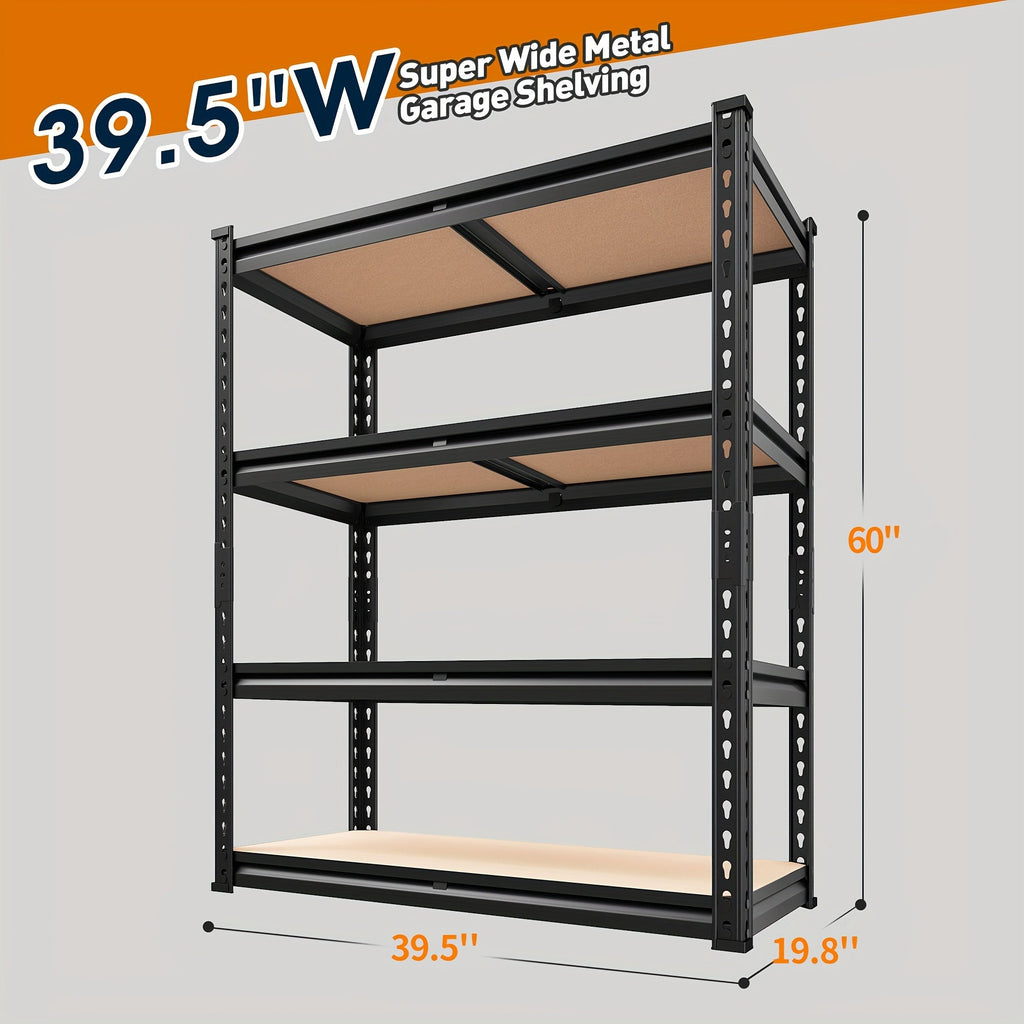 Heavy Duty Garage Shelving 5-Tier Metal Storage Shelves 3020LBS Capacity Adjustable Steel Shelf Unit for Garage Basement Warehouse Easy Assembly Black Silver