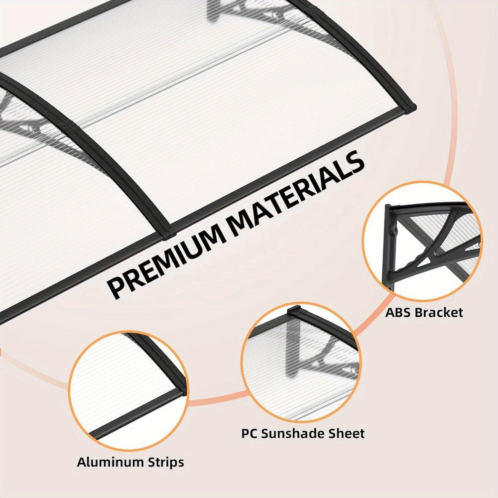 Window Awning Door Canopy Polycarbonate Overhang ¨C UPF 50+ UV & Rain Protection, Leak-Proof Hollow Sheet, Weather-Resistant Outdoor Patio Awning for Doorways, Windows, Storefronts ¨C Multiple Sizes & Colors