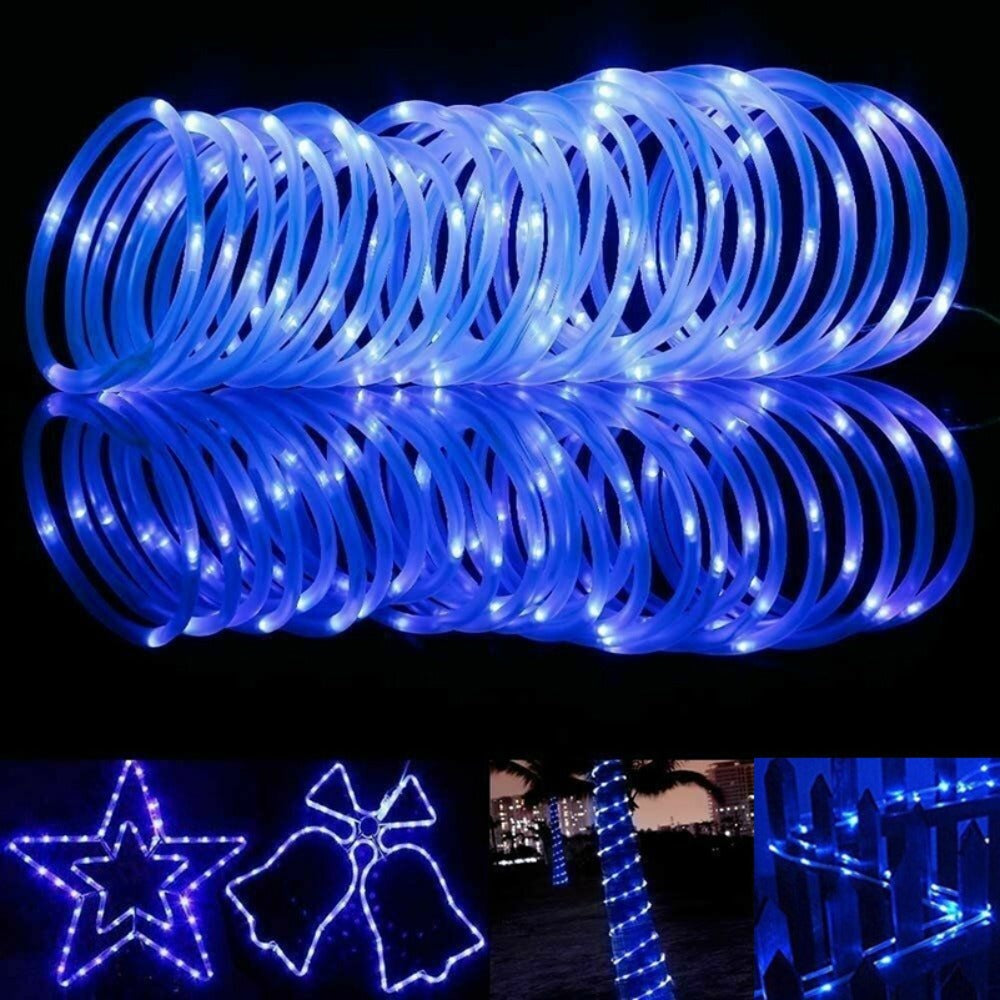 Outdoor Solar LED String Lights Waterproof ¨C Flexible Fairy Lights 23FT to 105FT for Pool, Fountain, Garden, Patio & Wedding Decor ¨C Neon Blue, White, RGB & Amber Colors