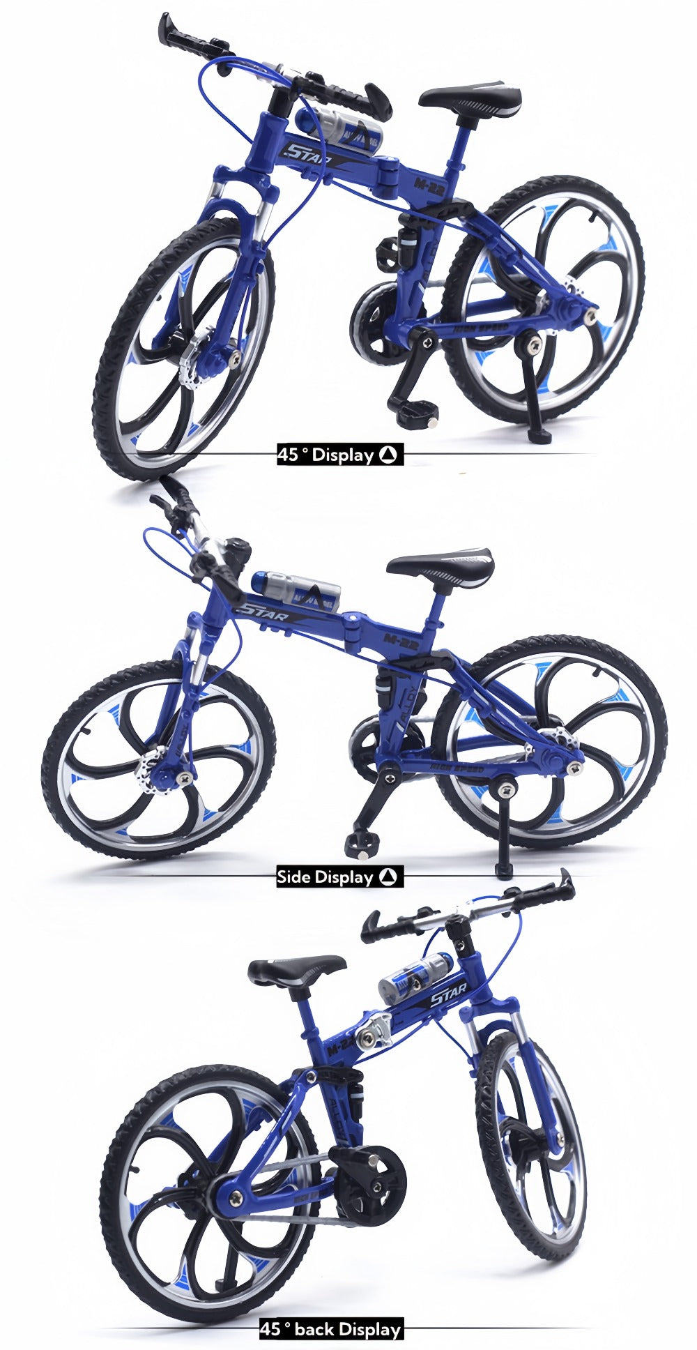 Diecast Mountain Bike Model 1:8 Scale Alloy Foldable Miniature Bicycle Figurine for Home Office Desk Decor, Collector Gift, Christmas Birthday Present, 3 Colors Available
