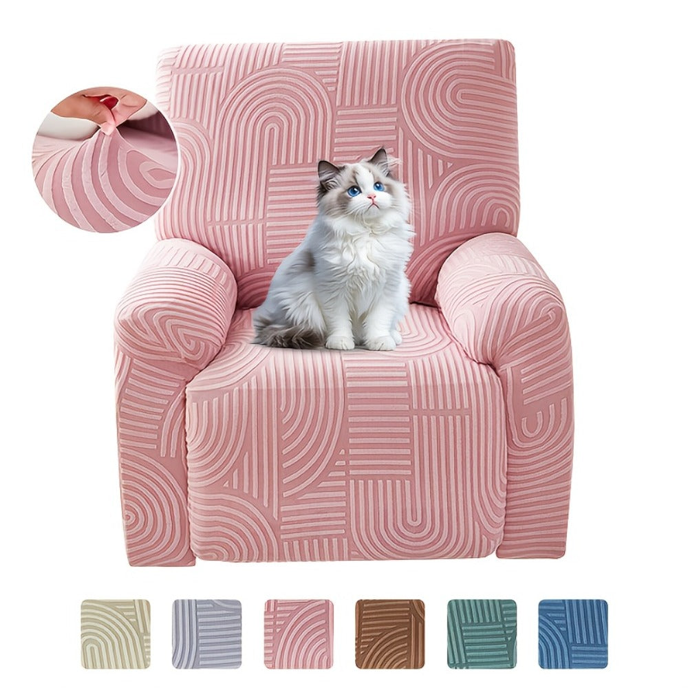 Recliner Chair Cover Elastic Jacquard Single Seat Armchair Slipcover Stretch Furniture Protector for Living Room Bedroom Office Relaxing Reclining Chair Sofa Cover Multiple Colors