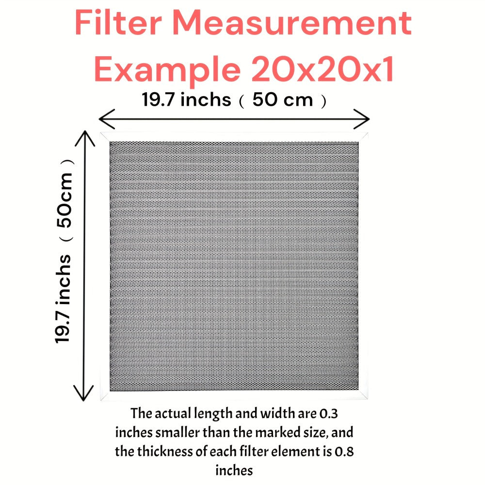 Washable HVAC Air Filter Reusable Permanent Furnace Filter with Aluminum Frame, Easy to Clean, Multiple Sizes Available, Electrostatic Air Filter for Home and Office HVAC Systems
