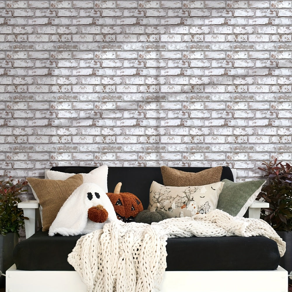 Peel and Stick Brick Wall Panels 3D Faux Brick Tiles 20 Sheets - Self-Adhesive PVC Realistic Texture, No Grout Needed, Waterproof & Heat Resistant for Kitchen Backsplash Fireplace Living Room Bedroom