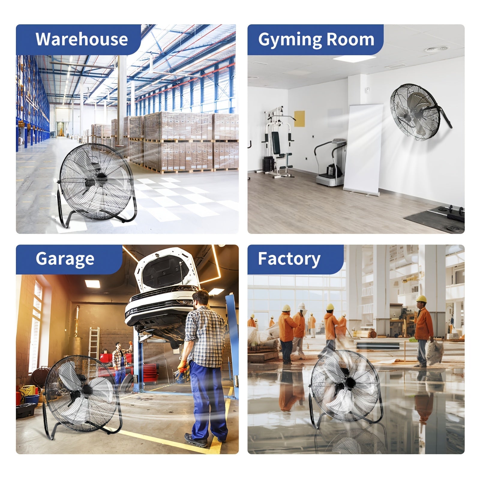 Industrial Floor Fan High Velocity, 3-Speed Heavy Duty Metal Cradle Fan with 360¡ã Tilt, Multiple Sizes Available, Powerful Air Circulation Fan for Warehouse, Workshop, Garage, Factory and Basement