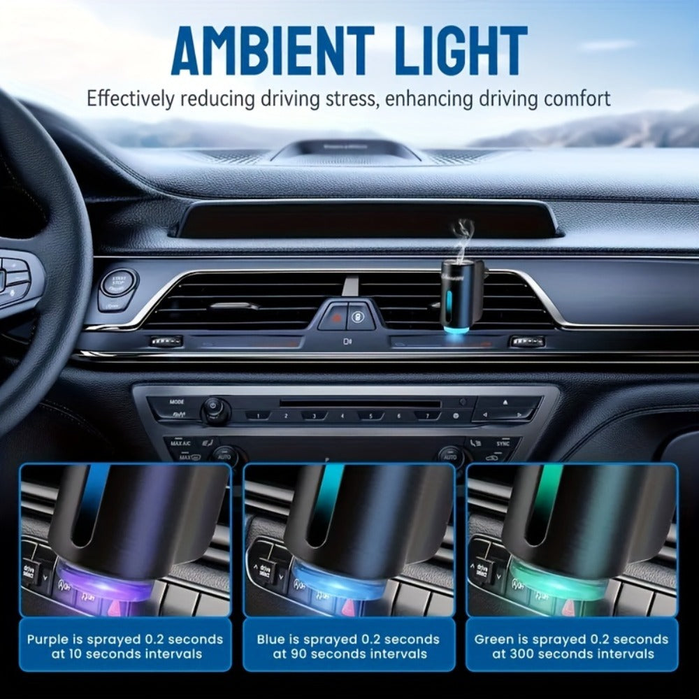 Car Air Freshener Diffuser USB Aromatherapy Humidifier with 3 6 10 Bottles Essential Oils 0.34oz Adjustable Fragrance Output Vehicle Scent Diffuser Gray Blue Red