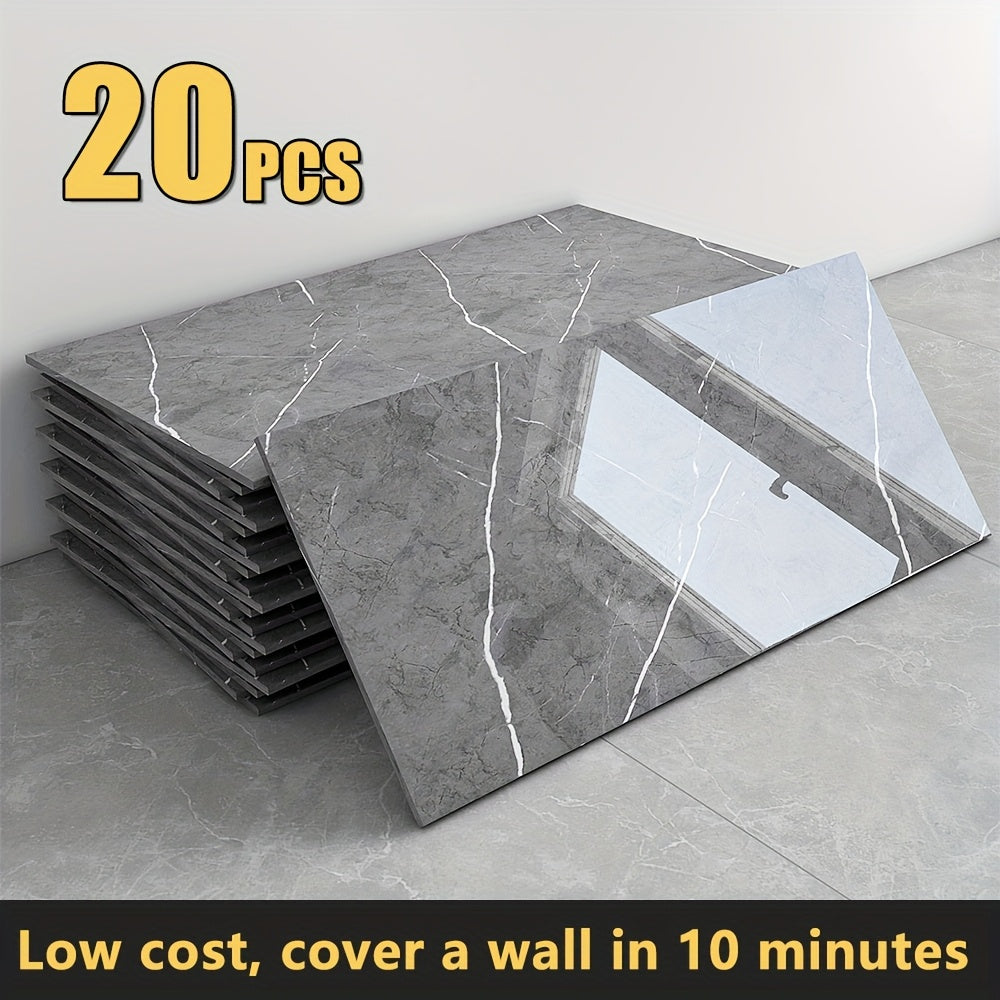 Peel and Stick Wall Panels Marble Pattern Self-Adhesive PVC Wall Tiles Waterproof Backsplash Stickers for Kitchen Bathroom Living Room Home Decor 20/40Pcs