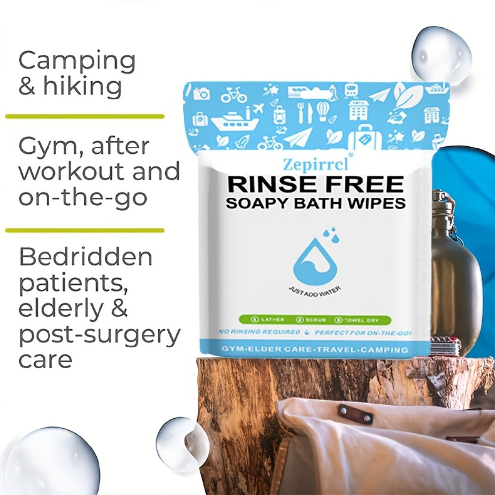 Disposable No-Rinse Soap Towel Sheets for Travel Camping Gym - Portable Foam Bath Towel Sensitive Skin Safe Wet Lather Dry All-In-One Body Wash Towel 25/50/100/250pcs