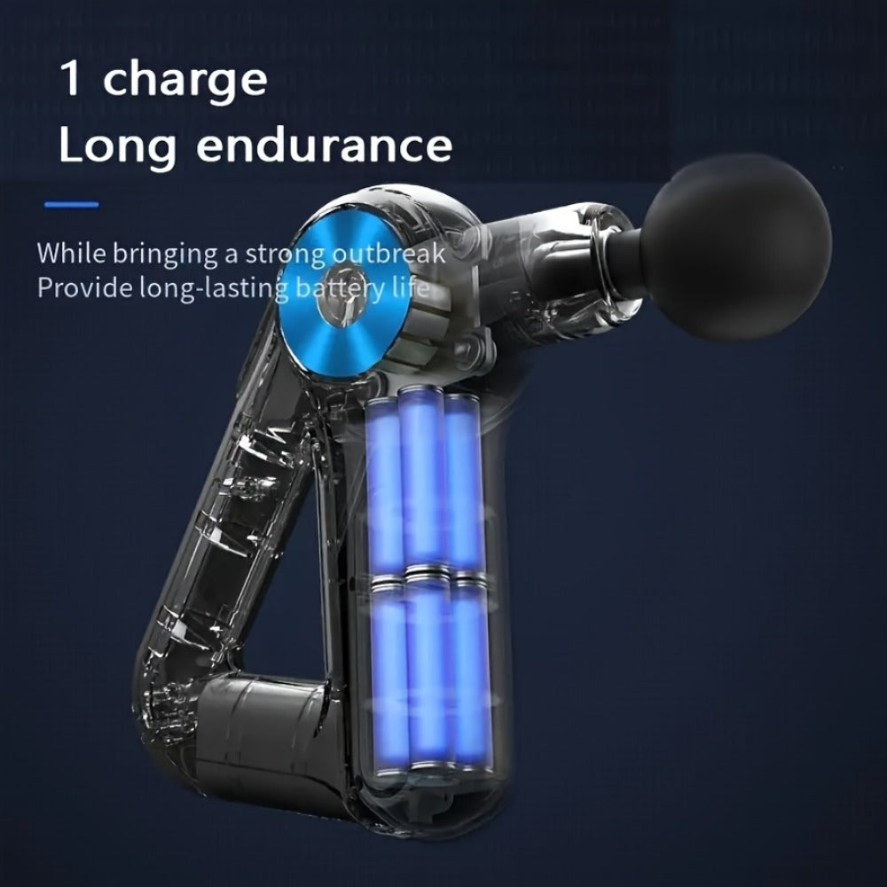 Massage Gun Deep Tissue Percussion Massager Portable | 9 Attachments 9 Speed Settings Muscle Relief Fatigue Recovery Pain Alleviation | Compact Handheld Body Massager for Athletes Gym Home Office | Blue Black Golden Black