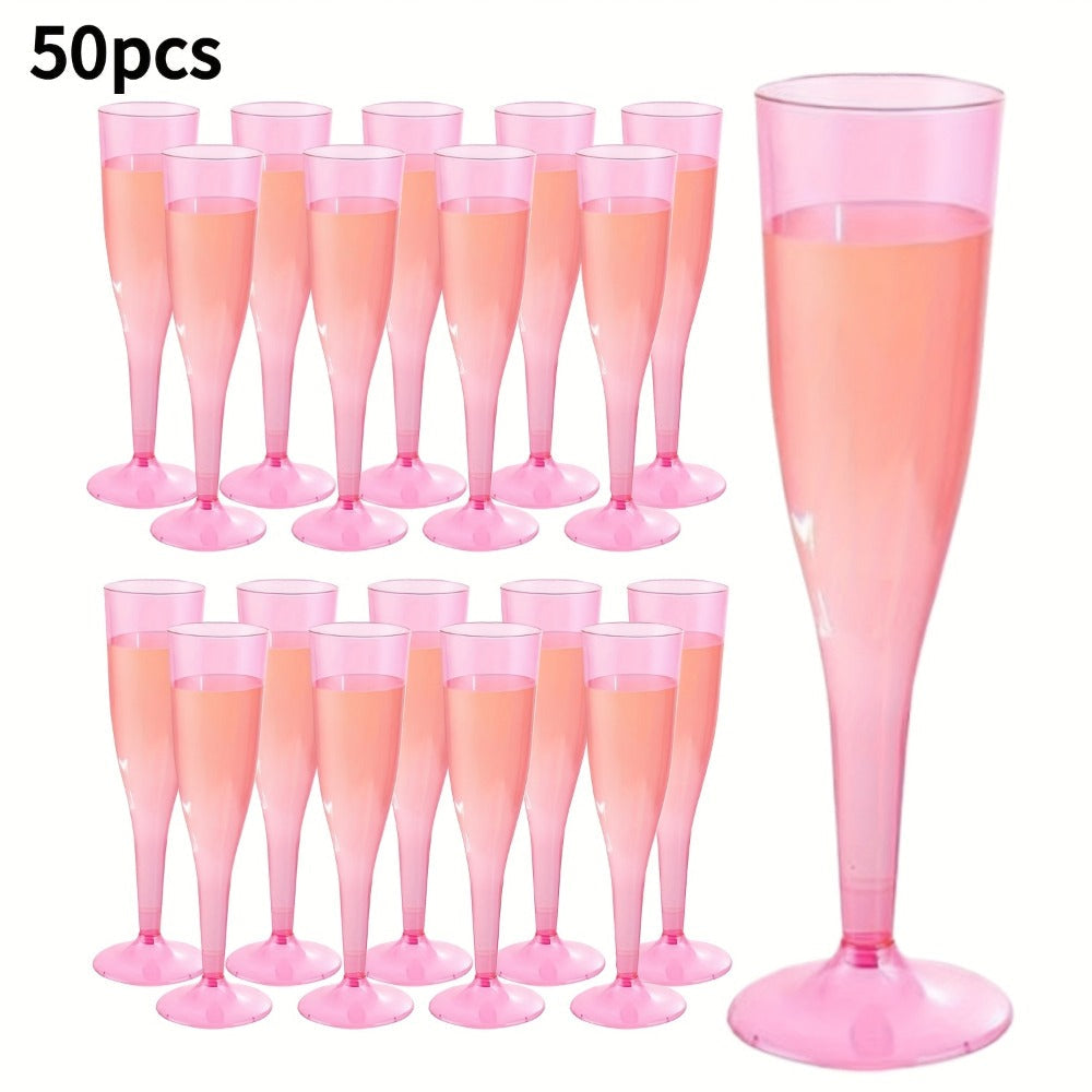 Pink Plastic Champagne Glasses Disposable 25 50 Pack ¨C BPA-Free PS Mimosa Cups Pink Plastic Wine Glasses for Wedding Bridal Shower Cocktail Party Outdoor Events