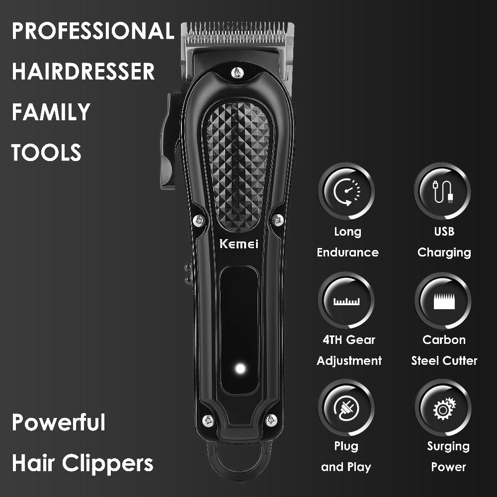 Professional Cordless Hair Cutting Shears ¨C Kemei KM-1071 USB Rechargeable Electric Hair Scissors for Barbers, Salon, Spa & Travel, Portable Haircutting Tool