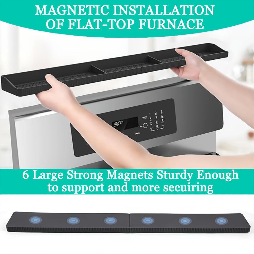 Magnetic Silicone Stove Top Shelf Organizer ¨C 30 Inch Flexible Heat Resistant Spice Rack for Over Oven Kitchen Storage