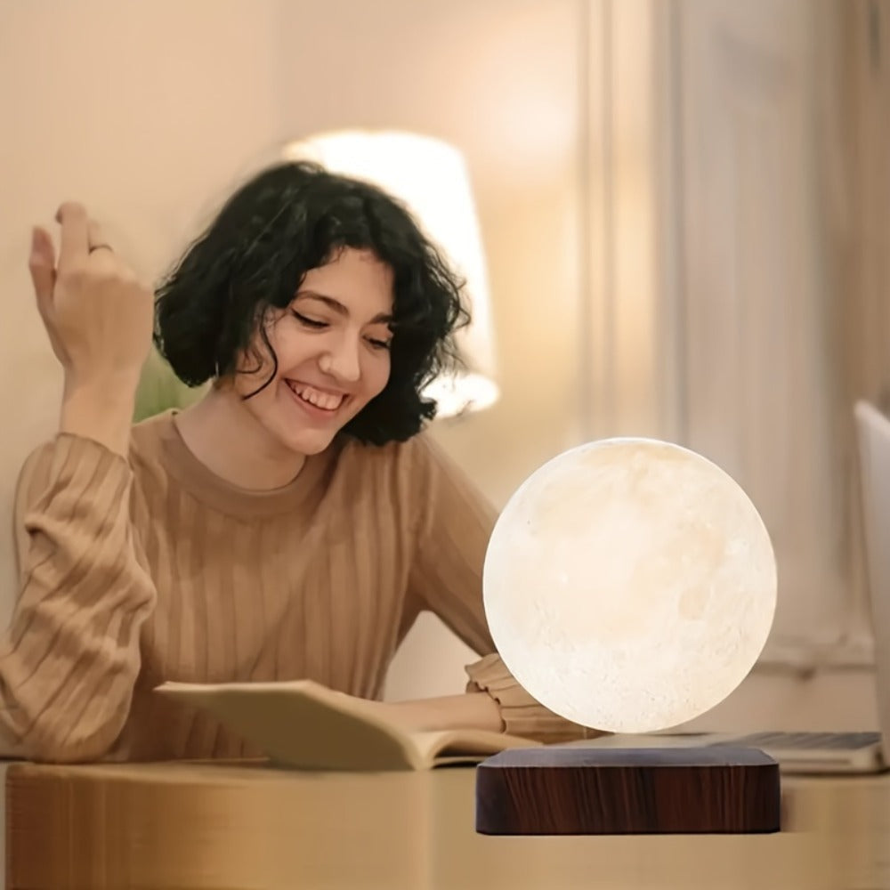 Levitating Moon Lamp Magnetic Floating Spinning Luna Night Light 3 Color Modes LED Moon Light for Home Office Desk Decor Bedroom Cool Tech Gadget Gift Idea