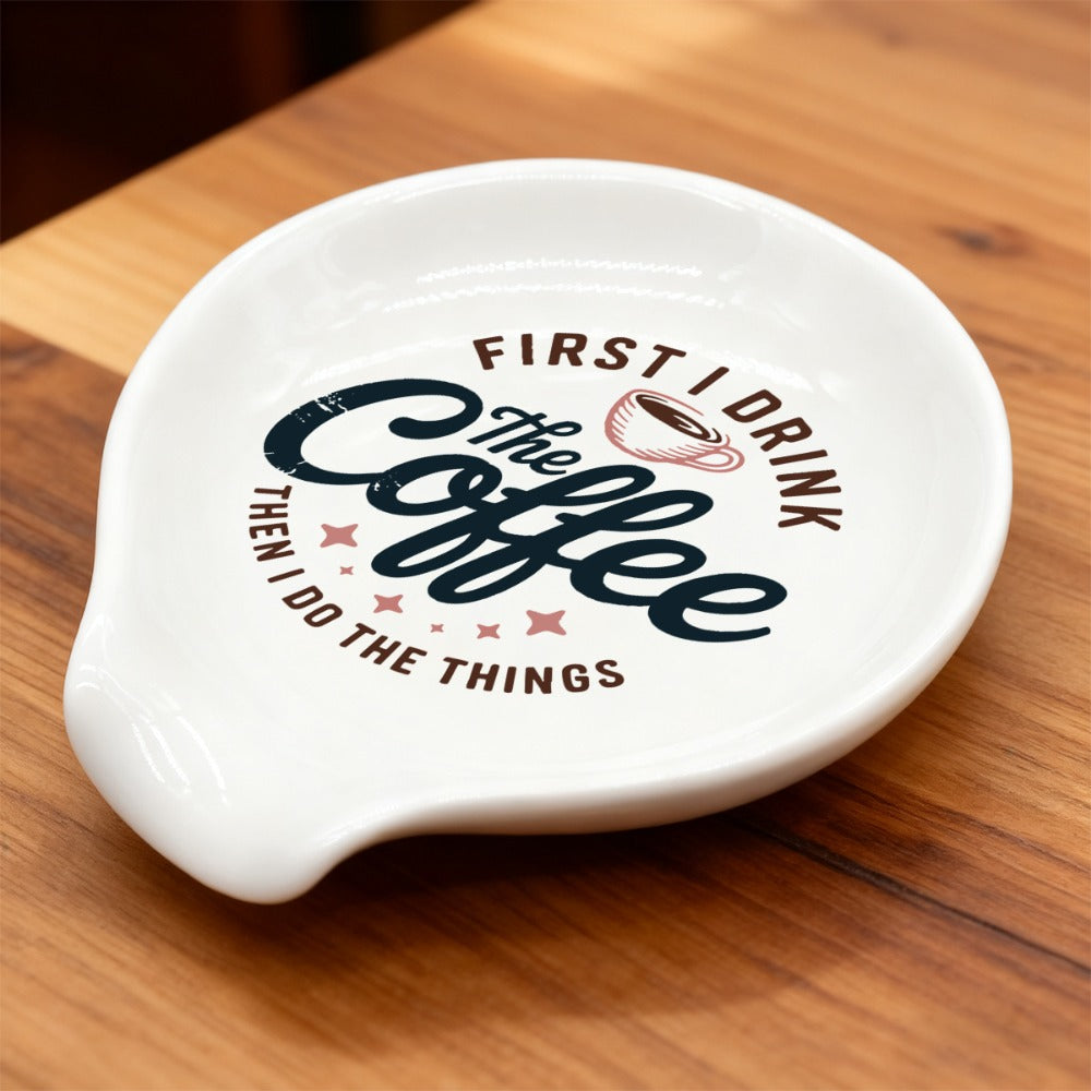 Ceramic Spoon Rest Funny Coffee Quote ¨C ¡±A Cup of No Return¡± Ceramic Utensil Holder for Coffee & Tea Spoons, Cute Spoon Holder for Kitchen Counter, Cafe Decor, Perfect Coffee Lover Gift