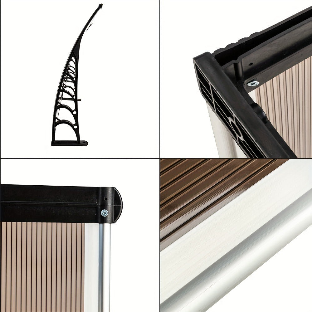 Door Window Awning Canopy 120x38 Inch Polycarbonate Rain Sun UV Snow Shield with Aluminum Bracket Easy Install Outdoor Porch Patio Entrance Shelter