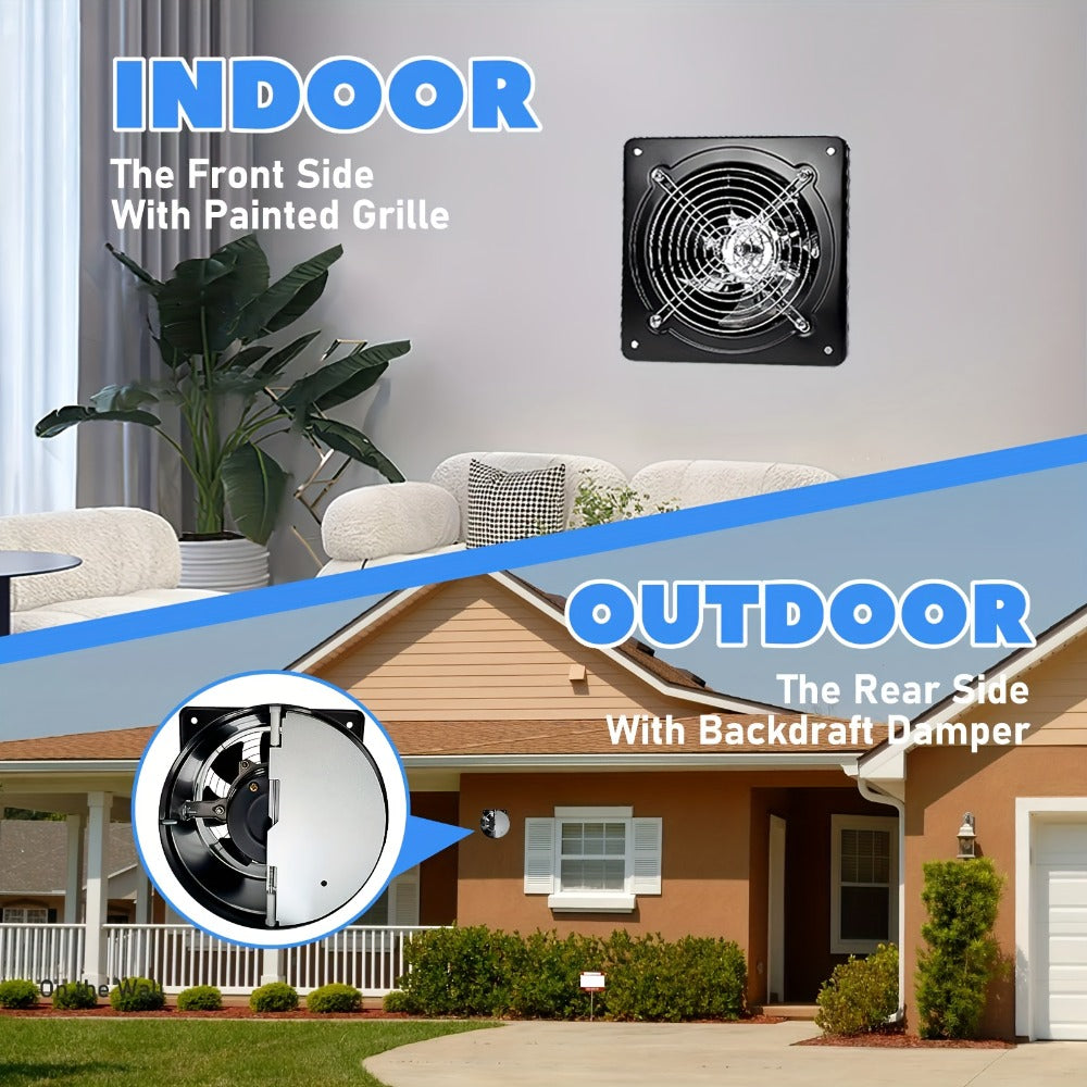 Exhaust Fan 8 Inch Wall Mount Ventilation Fan ¨C 40W Pure Copper Motor, Backdraft Damper, Metal Fume Extractor with Switch for Kitchen, Bathroom, Garage, Shop & Smoking Room
