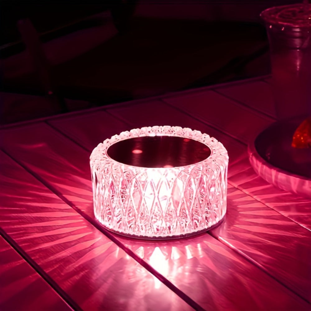 RGB LED Desk Lamp 16 Color Crystal Effect - Portable Battery Powered Night Light with Remote & Touch Control, 3-Level Dimming, Color Changing Mood Light for Bedroom Party Halloween Christmas Holiday Decor