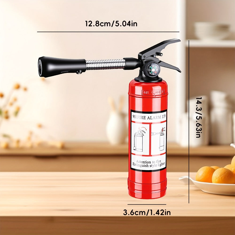 Fire Extinguisher Lighter Refillable Butane Windproof Novelty Lighter Multifunctional Hose Flamethrower Style Inflatable Lighter for Camping Outdoor Candles Birthday Holiday Gifts