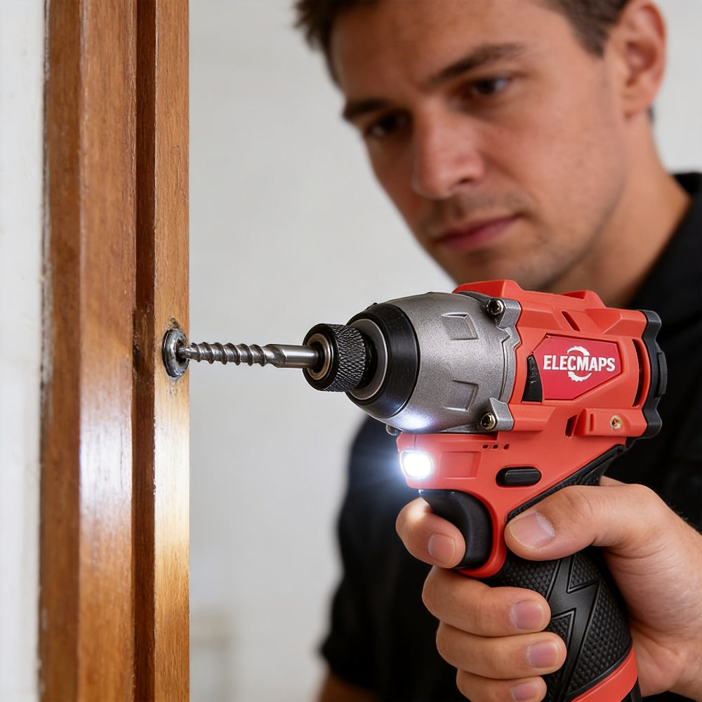 ELECMAPS Cordless Brushless Impact Driver 1/4 Inch ¨C Compact Portable Power Tool for Tight Spaces | Great Gift for Men