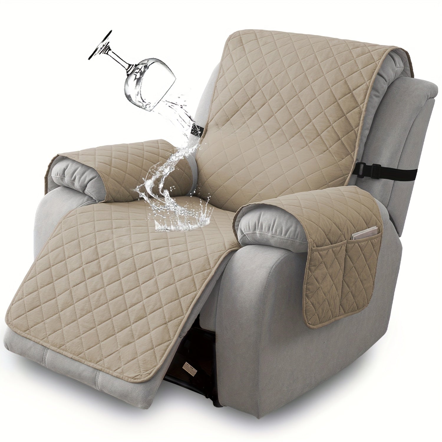 Chenille Knit Recliner Chair Cover Non-Slip Elastic Straps Drawstring Closure Pet Furniture Protector for Large Recliner 8 Colors