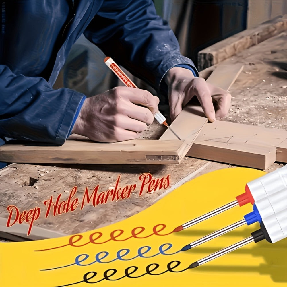 Deep Hole Marking Pens 29 Pack ¨C Long Point Oil-Based Woodworking Markers, Multi-Color Red Blue Black Pencils for Wood, Ceramic, Tile & Bathroom Installation, Carpenter Marking Tool Set