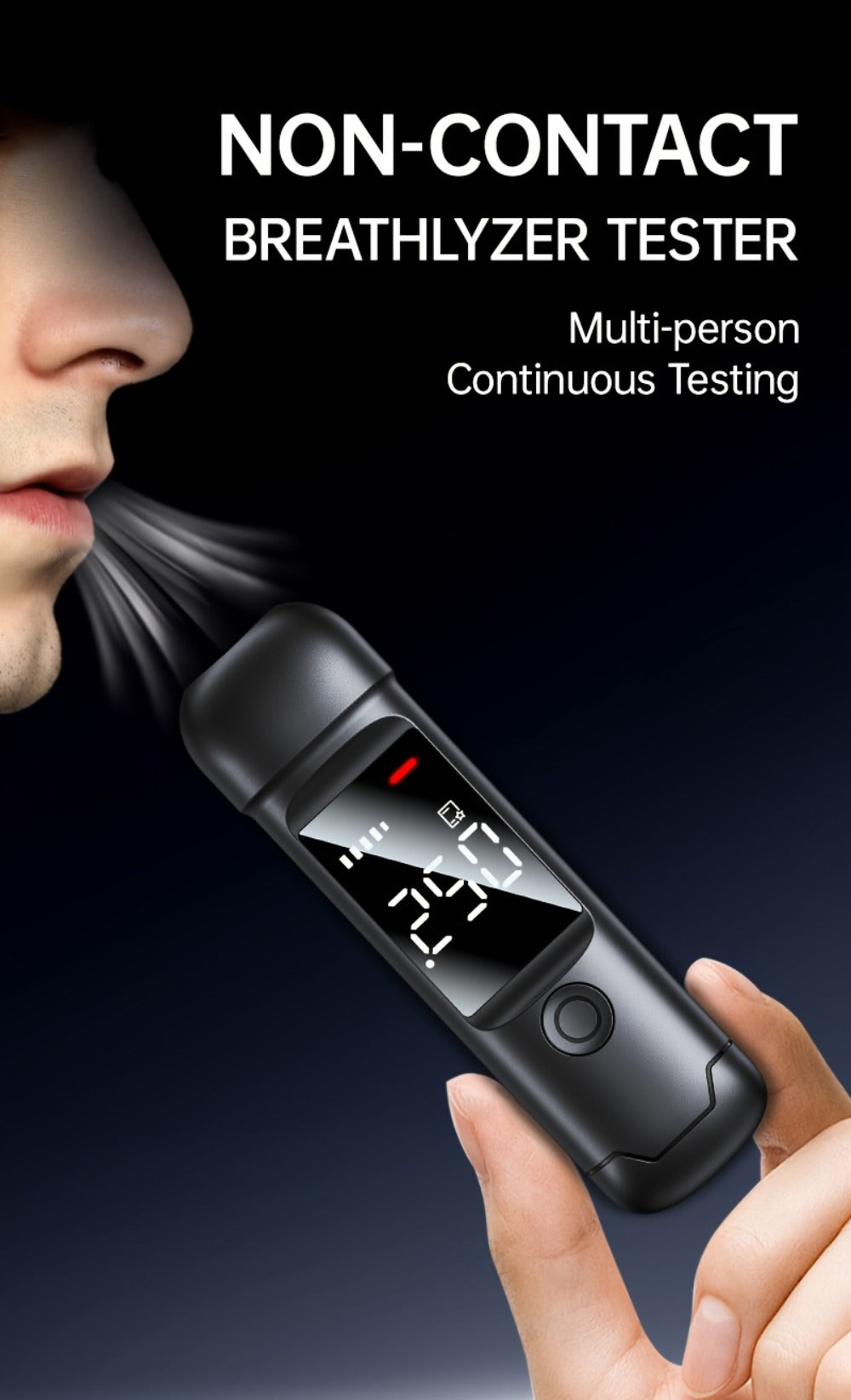USB Rechargeable Breathalyzer with LCD Display ¨C Portable Personal Alcohol Tester, 200mAh Battery, Multi-Person Continuous Testing, Safe Driving Breath Analyzer