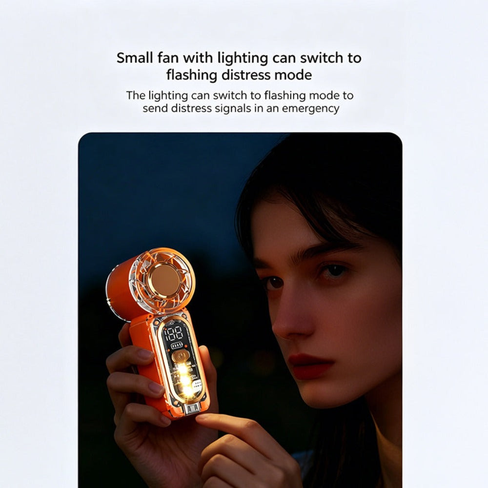 Mini Handheld Pocket Fan 2 Pack 22000RPM Brushless Motor 100 Speed Digital Display Type-C Fast Charge LED SOS Mode Quiet for Outdoor Camping Travel Office Orange Purple Blue