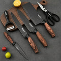 Kitchen Knife Set 6 & 7-Piece High-Carbon Stainless Steel with Ergonomic Wooden Handles ¨C Ultra-Sharp Chef's Knife, Peeler & Scissors