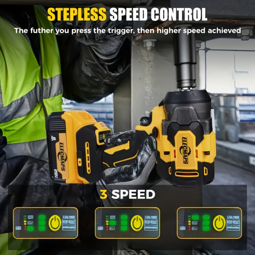 Brushless Impact Wrench for Dewalt 20V Battery - 1/2 Inch 450 Lb-Ft High Torque Electric Impact Gun, 3300 RPM for Cars & Home Use