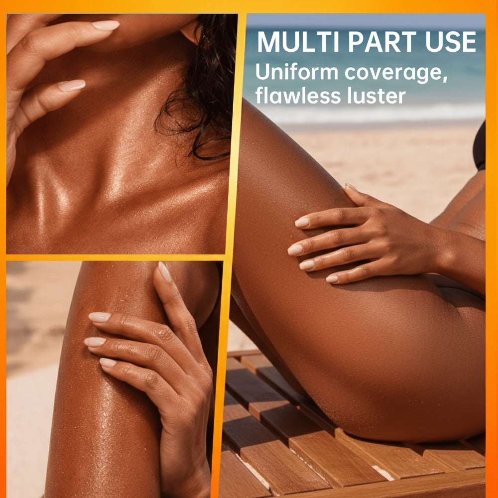 Dark Self Tanning Lotion Sunless Tanner 3.38oz - Instant Radiance, Hydrating & Smoothing, Tattoo Friendly | Lasting Bronze & Golden Brown Glow | Beach Style Formula