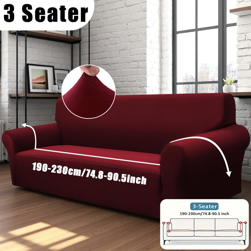 Stretch Sofa Cover Elastic Band | Milk Fiber Fabric Slipcover, Machine Washable Polyester Spandex, 1 to 4 Seater Armchair Couch Cover, Red Gray Blue Black Coffee, Home Decor