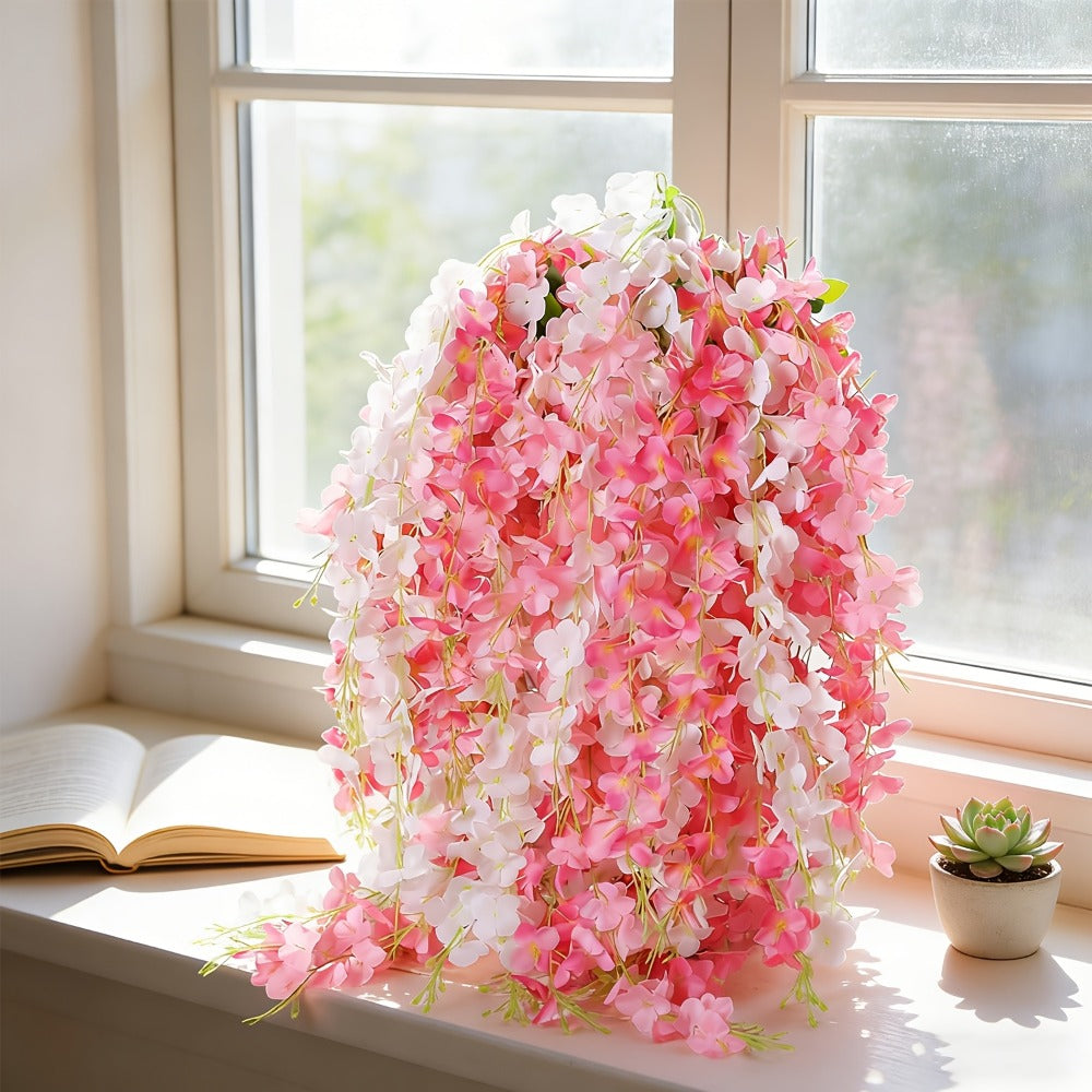 Artificial Wisteria Hanging Flowers 24 Pack - 3.6 Ft Fake Silk Wisteria Vine Garland for Wedding Arch, Garden, Wall & Party Decoration, Available in White, Pink, Blue, Purple & Light Pink