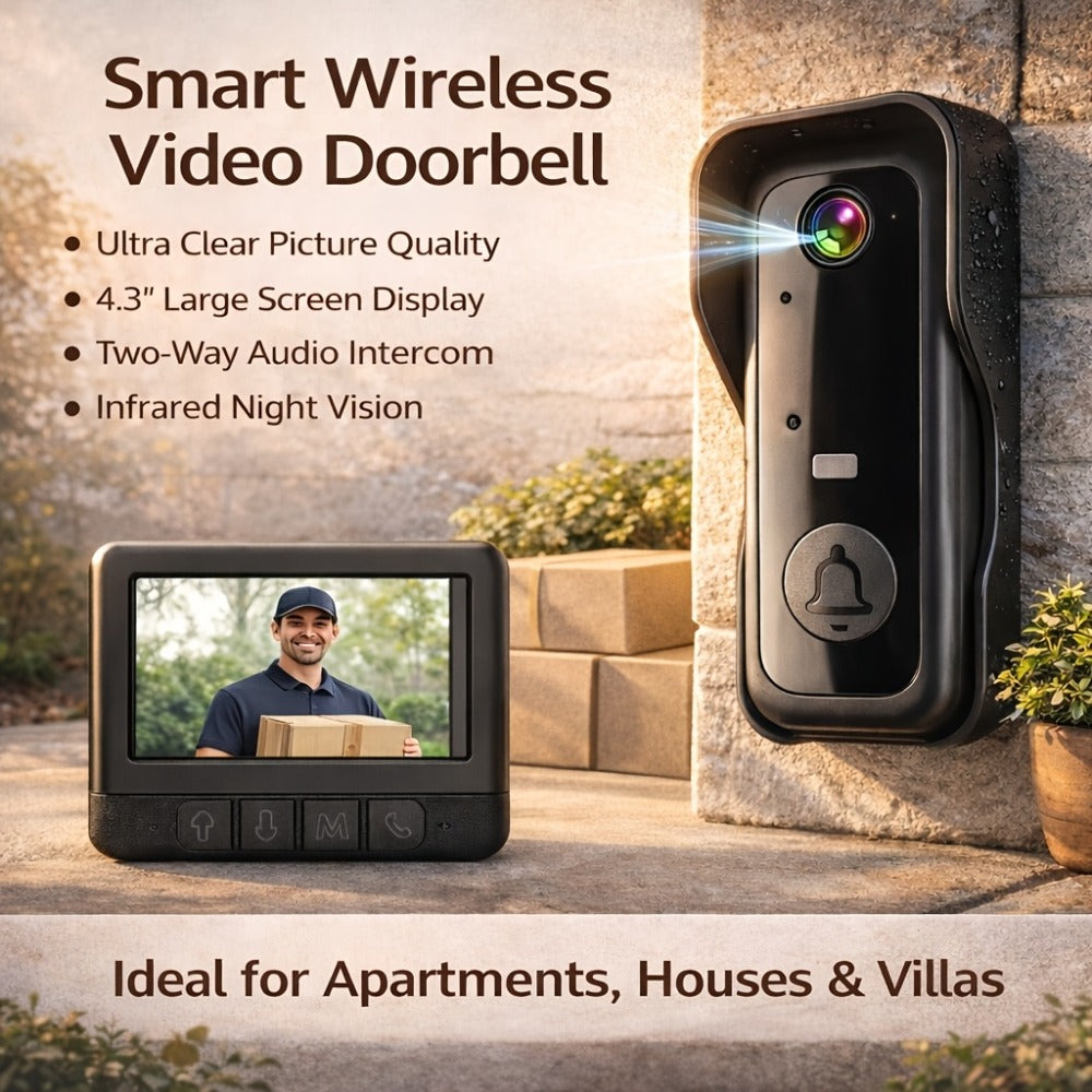 Smart Video Doorbell Wireless Touchscreen Display | Motion Detection 2-Way Audio Local Storage No Subscription | Easy No-Wire Install Home Security Doorbell Camera System