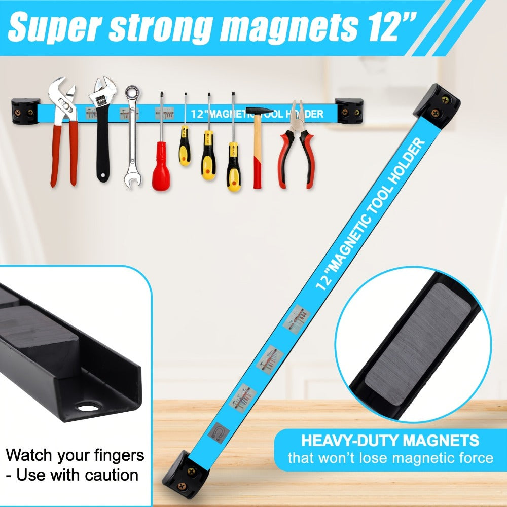 Magnetic Tool Bar Wall Mount Tool Holder 12/18 Inch ¨C Heavy Duty Iron Magnetic Knife Strip & Tool Rack for Kitchen, Workshop & Garage | Wall Mounted Tool Organizer for Knives, Chisels & Hardware Tools