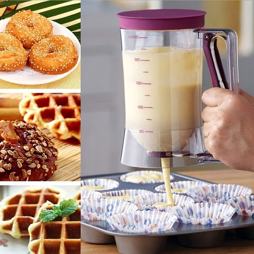 Pancake Batter Dispenser with Cleaning Brush ¨C 2pcs Handheld Batter Separator & Squeeze Dispenser Set, Cupcake Batter Tool, Durable Kitchen Baking Gadget for Pancakes, Waffles & Cupcakes
