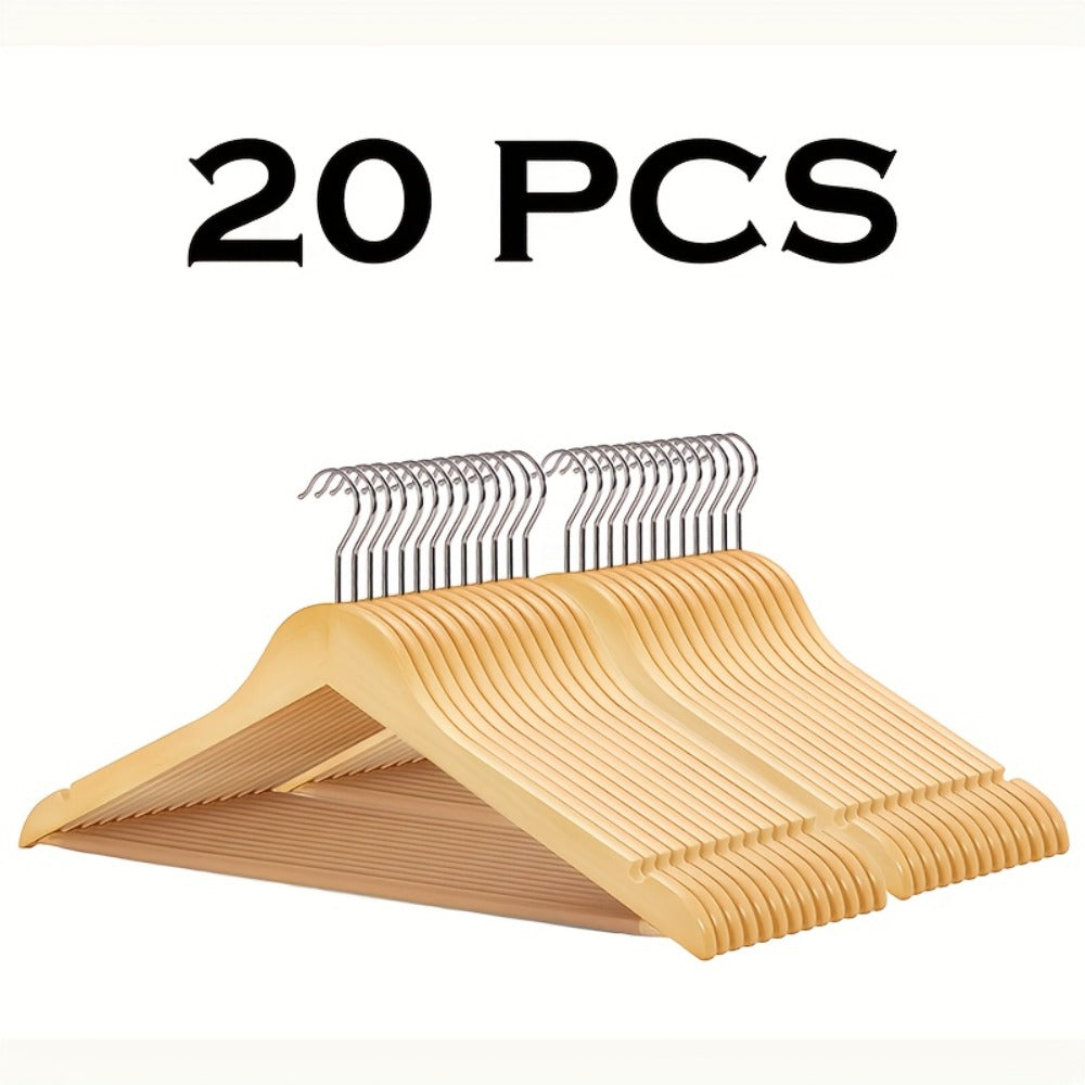 Premium Wooden Hangers with 360¡ã Rotatable Hook & Shoulder Grooves | Slim Durable Wood Coat Suit Hangers | 10 20 30 Pack Closet Organizer in Natural & Champagne
