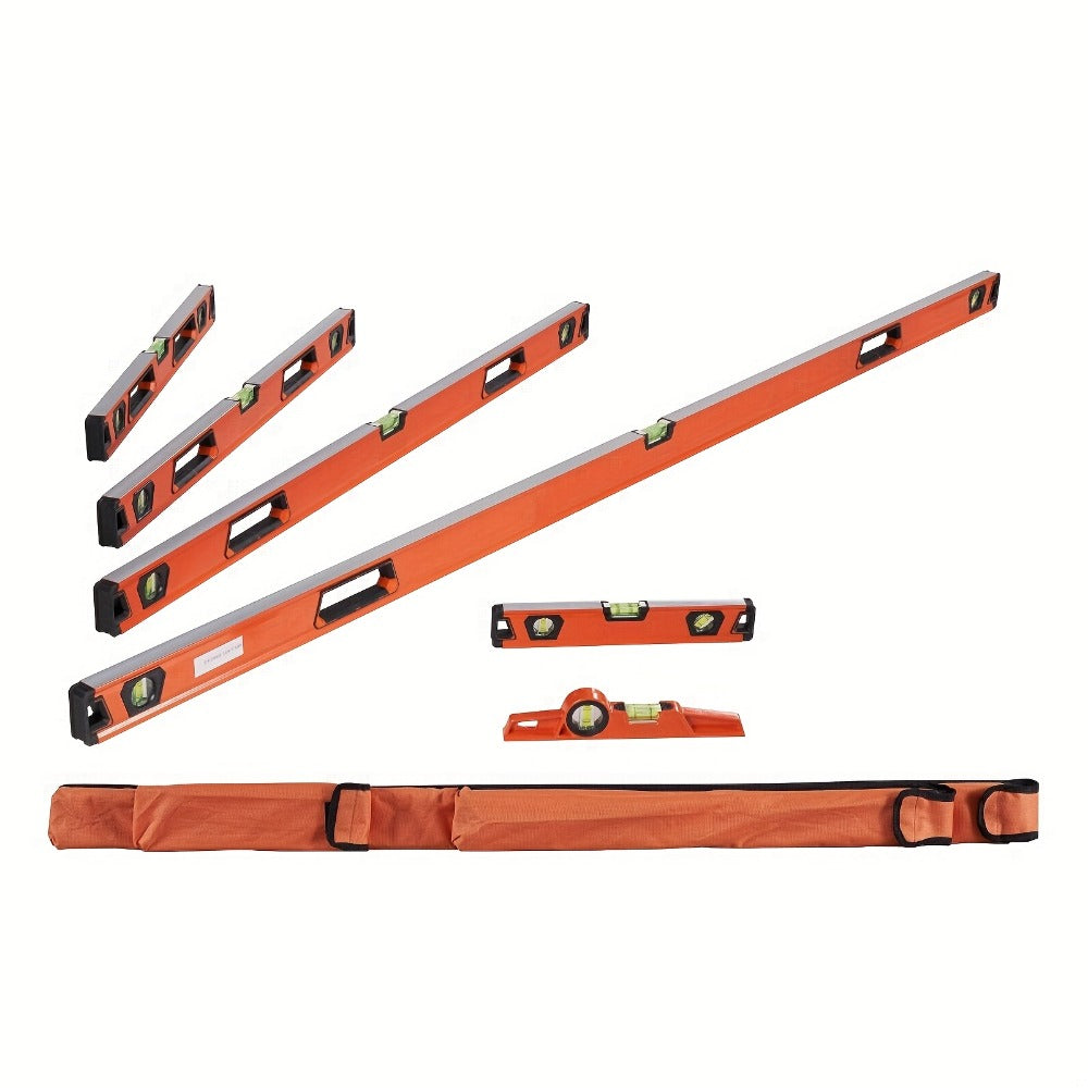 Torpedo Level Set 6-Piece Magnetic Aluminum Alloy | 10 16 24 32 48 78 Inch Spirit Level with 45 90 180 Degree Bubble Vials | Shock-Resistant Viewing Window Storage Bag Plumbing Woodworking Construction