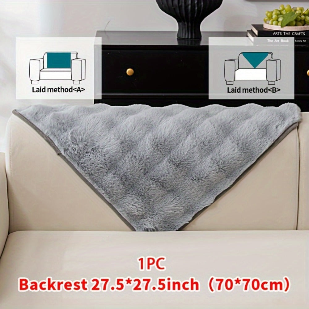 Faux Rabbit Plush Sofa Cover Winter Warm Thickened Anti-Slip Pet Friendly Cushion Protector for Living Room Bedroom Office 1 2 3 4 Seater
