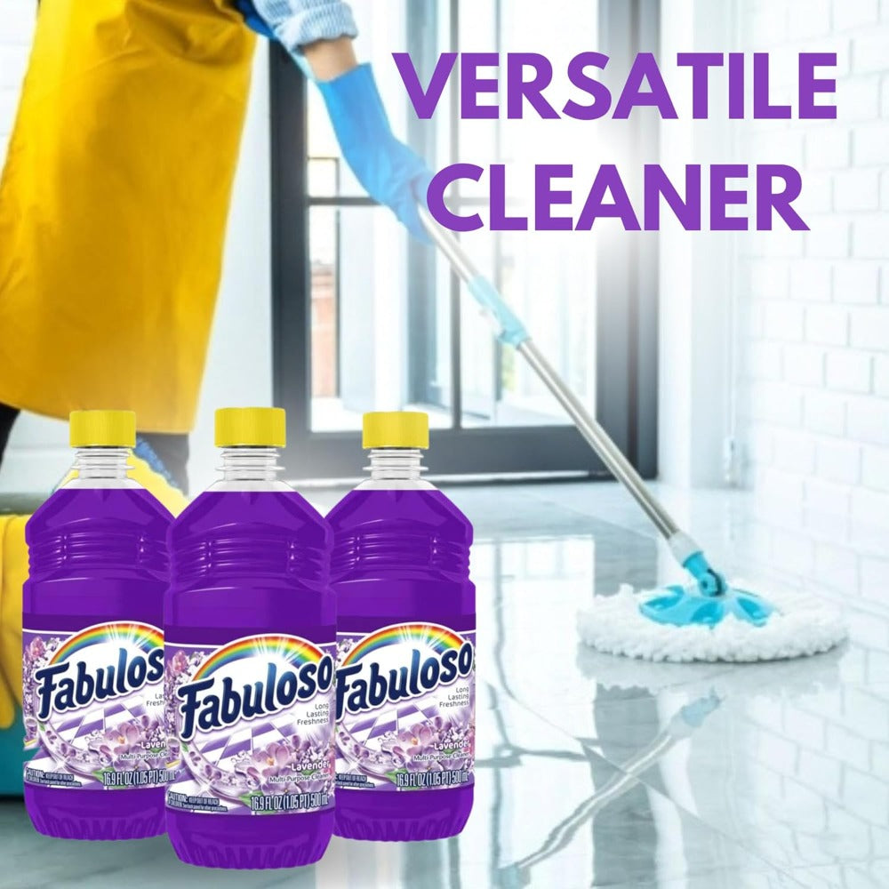 All Purpose Cleaner Lavender Scent 3 Pack (16.9 Fl Oz Each), Fabuloso Multi-Surface Floor Cleaner with Calming Lavender Fragrance ¨C Powerful Dirt & Grime Remover for Floors, Tiles, Bathrooms & Kitchens