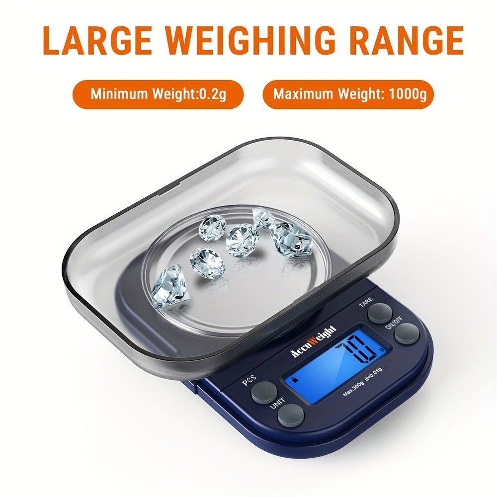 Digital Pocket Scale 300g 0.01g High Precision Jewelry Coffee Food Kitchen Scale with Tare Calibration