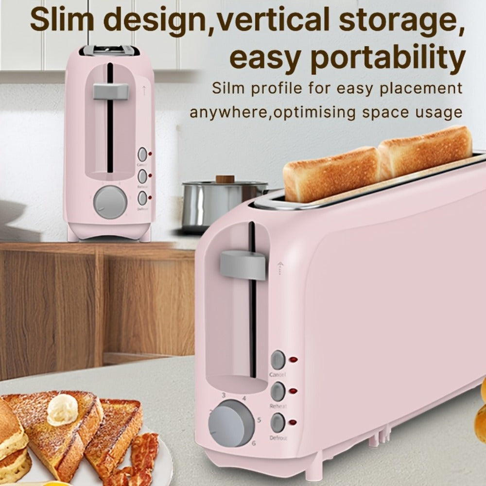 2-Slice Toaster Slim Ultra-Thin Design ¨C 6 Browning Settings, 10¡± Long Slot, Reheat & Defrost Functions, Auto Shut-Off, Removable Crumb Tray, 6 Colors Available