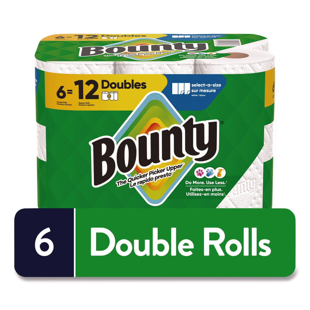 Bounty Select-A-Size Paper Towels 6 Double Rolls, 2-Ply 82 Sheets per Roll White Kitchen Paper Towel, Super Absorbent Quicker Picker Upper