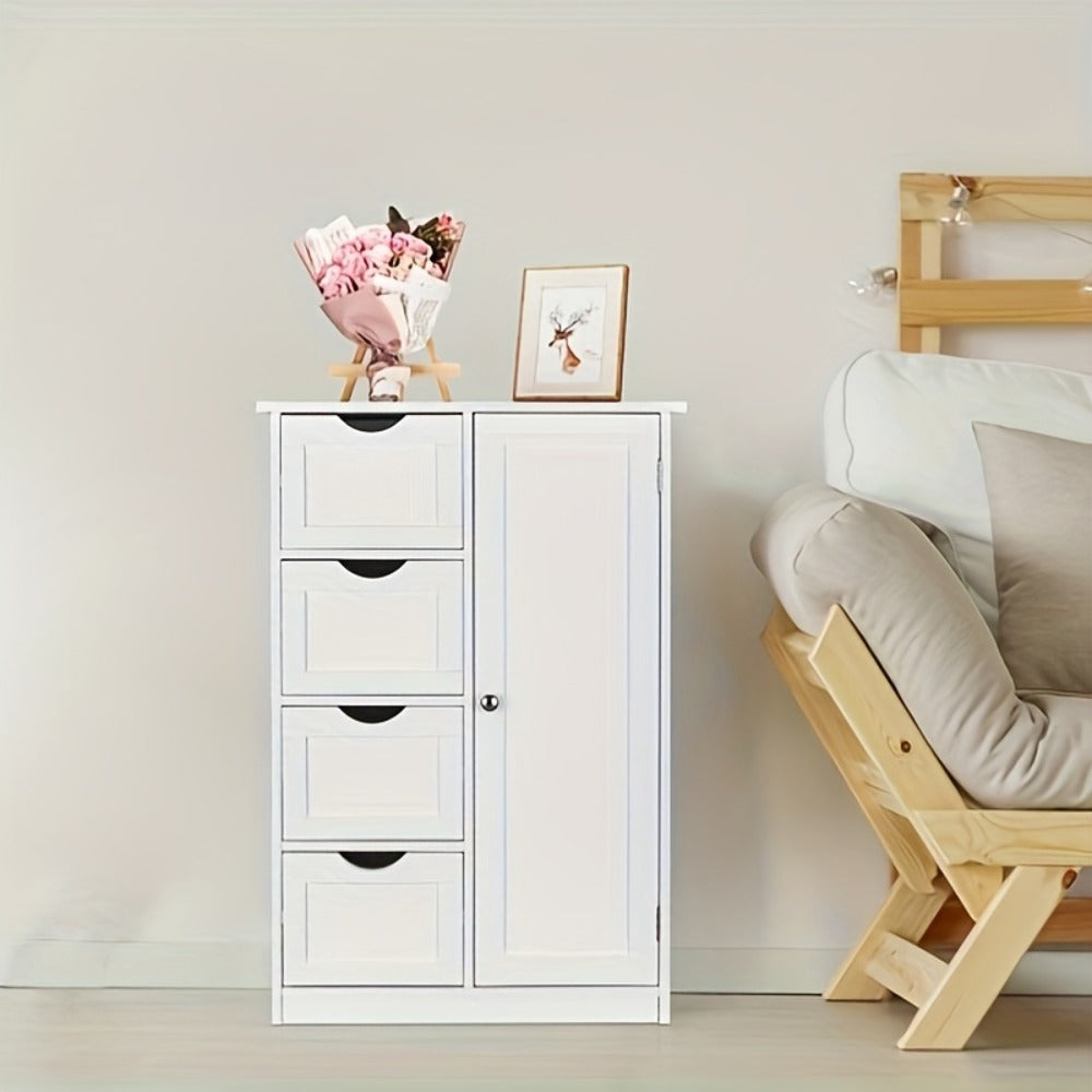 Bathroom Storage Cabinet with Drawers ¨C Waterproof Freestanding Floor Cabinet with 4 Drawer Organizer for Bathroom, Bedroom, Living Room