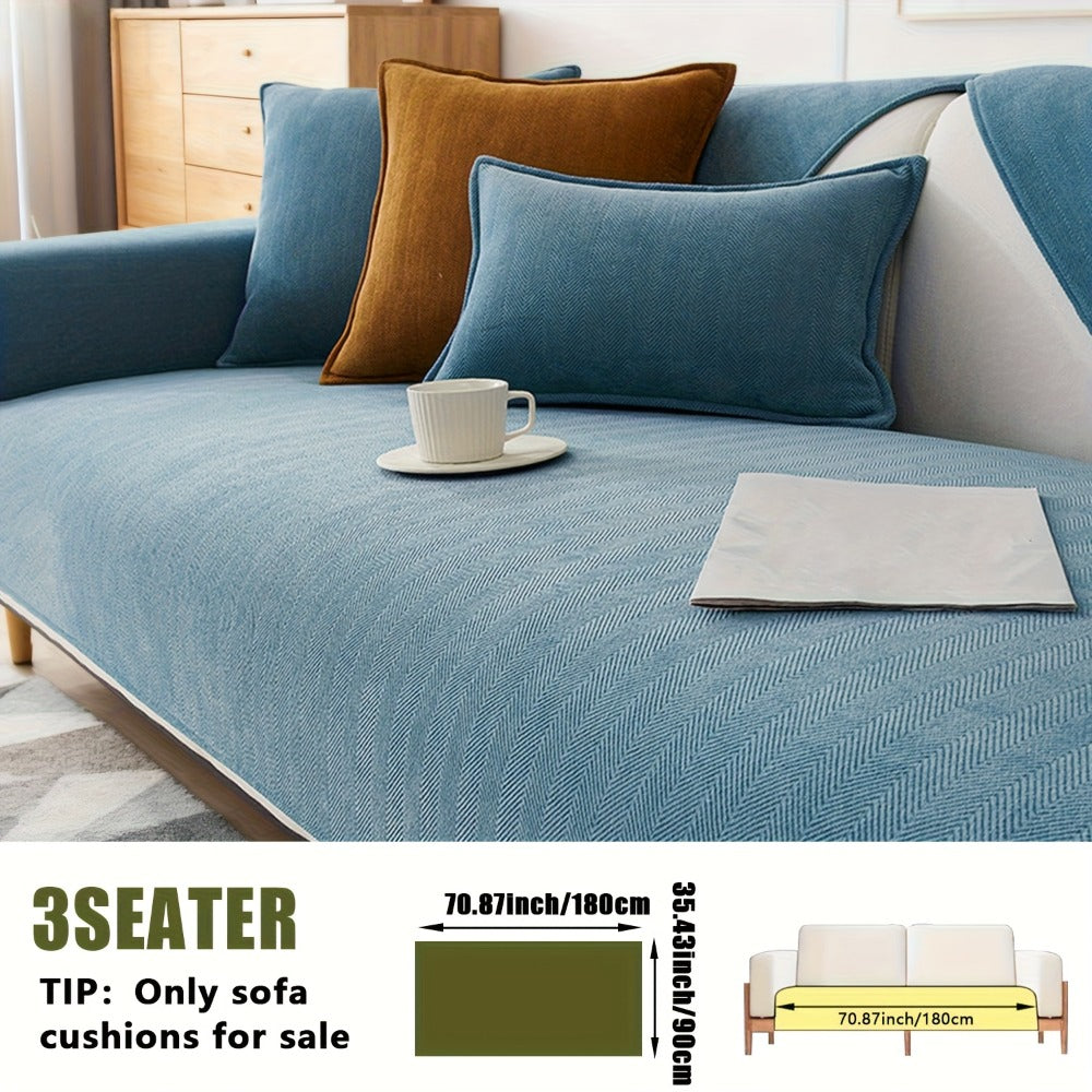 Chenille Ribbed Sofa Cover - Pet Friendly Non-Slip Machine Washable Soft Stretch Slipcover for 1-4 Seater Sectional Sofa Living Room Bedroom Office, 9 Colors