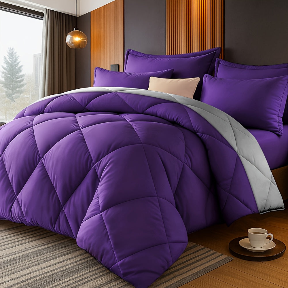 Comforter Set 2/3 Piece - Diamond Grid Quilted Down Alternative Comforter with Pillowcases, Soft Microfiber Breathable All Season Bedding Set, Twin Queen King, Multiple Colors