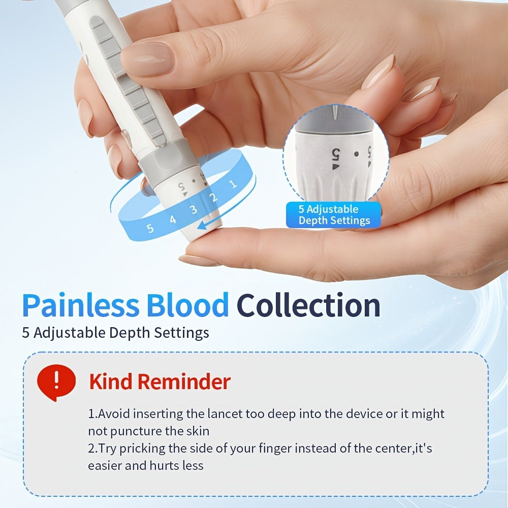 Blood Glucose Monitor Kit with 50 Test Strips & 50 Lancets - High Precision Glucometer Set for Home & Travel Diabetes Testing, Lancing Device Included, Compact Blood Sugar Test Kit