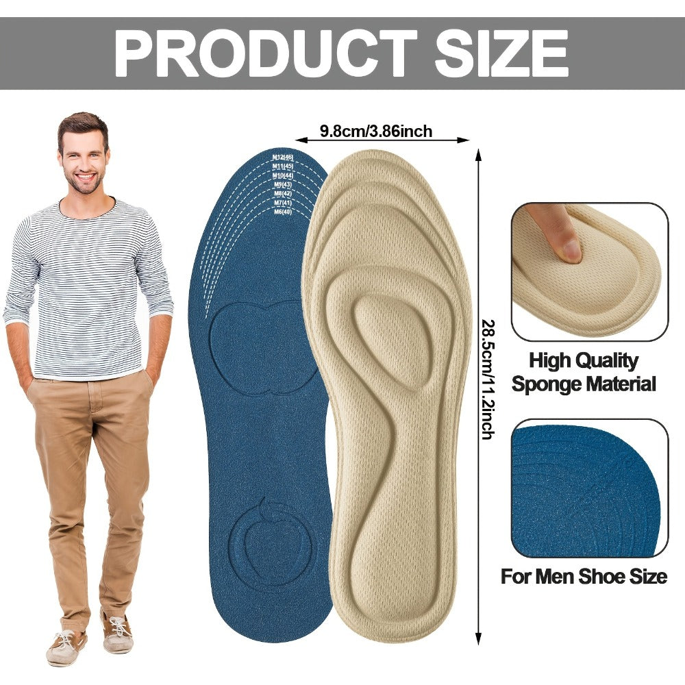 Shoe Insoles 8 Pairs 3D Cushioning Inserts for Men Women Sponge Replacement Innersoles for Work Boots Sneakers Everyday Shoes Sizes 6-11 Classic Colors