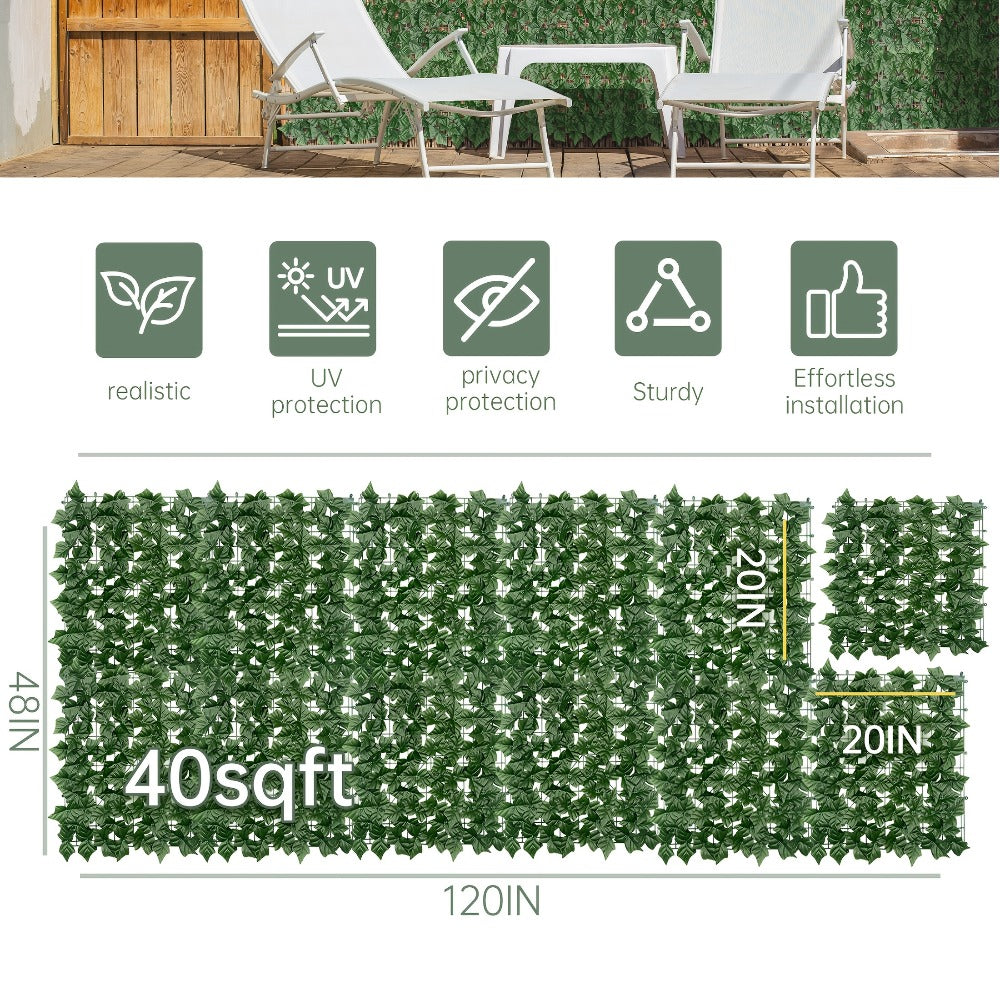Artificial Ivy Privacy Fence Screen ¨C UV-Resistant Faux Ivy Hedge Panel for Outdoor Patio, Garden, Balcony & Fence Cover | Realistic Greenery Wall Decor | Multiple Sizes Available