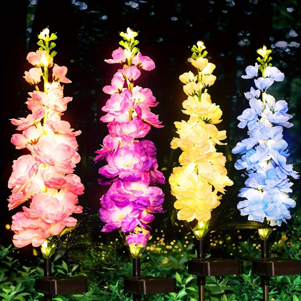 Solar Garden Lights Outdoor - 2 Pack 27 Inch Delphinium Flower Stake Lights with 36 LEDs & 600mAh Battery | Waterproof Solar Yard Lights for Patio, Lawn & Garden Decor | Mother's Day Gift
