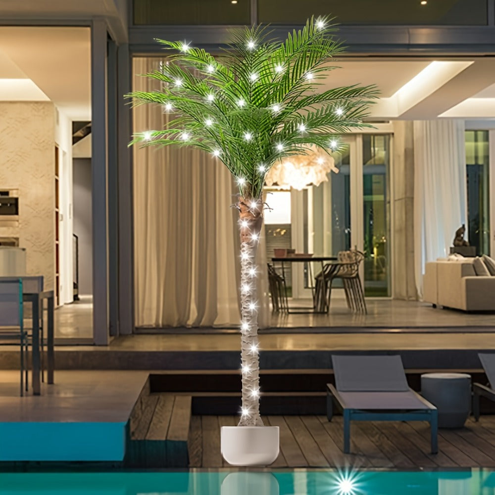 Large Artificial Palm Tree 7ft 8ft 9ft, UV Resistant Faux Tropical Palm Tree with Realistic Leaves for Outdoor Patio Garden Yard, Indoor Living Room Hotel Pool Sunroom Christmas Decor