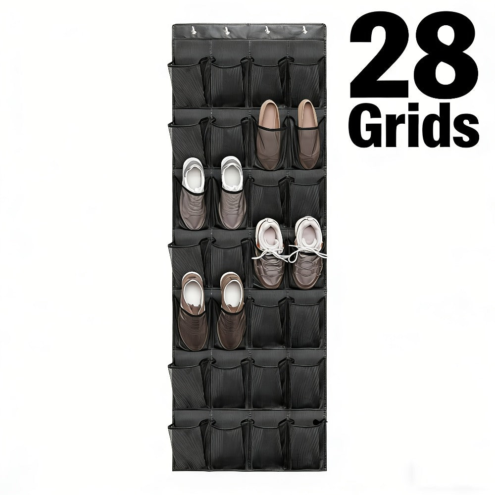 Over the Door Shoe Organizer Hanging Mesh Pocket | 28 35 40 Compartments 7-8 Layer with Hooks | Behind Door Storage Rack for Closet Dorm Room Bedroom Classroom Bathroom